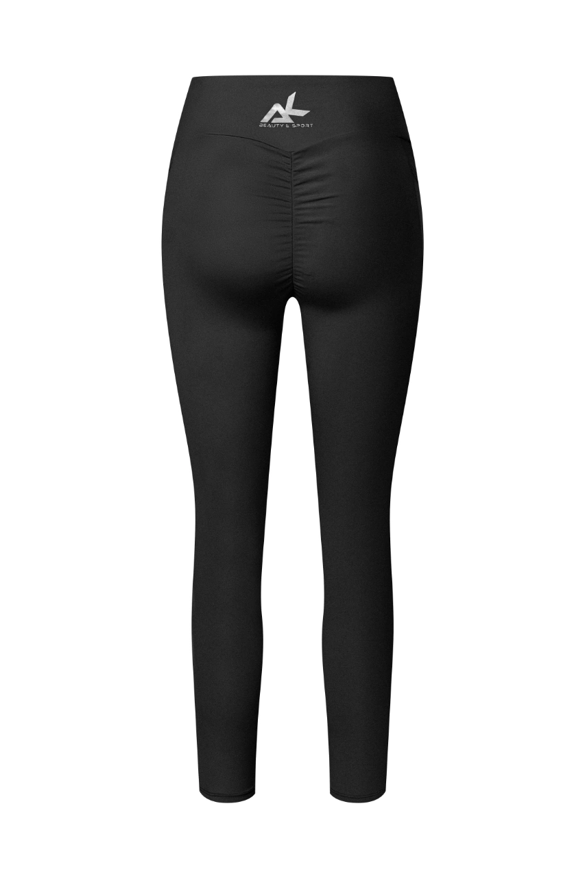 Gym Compression Leggings Back AK Beauty Logo