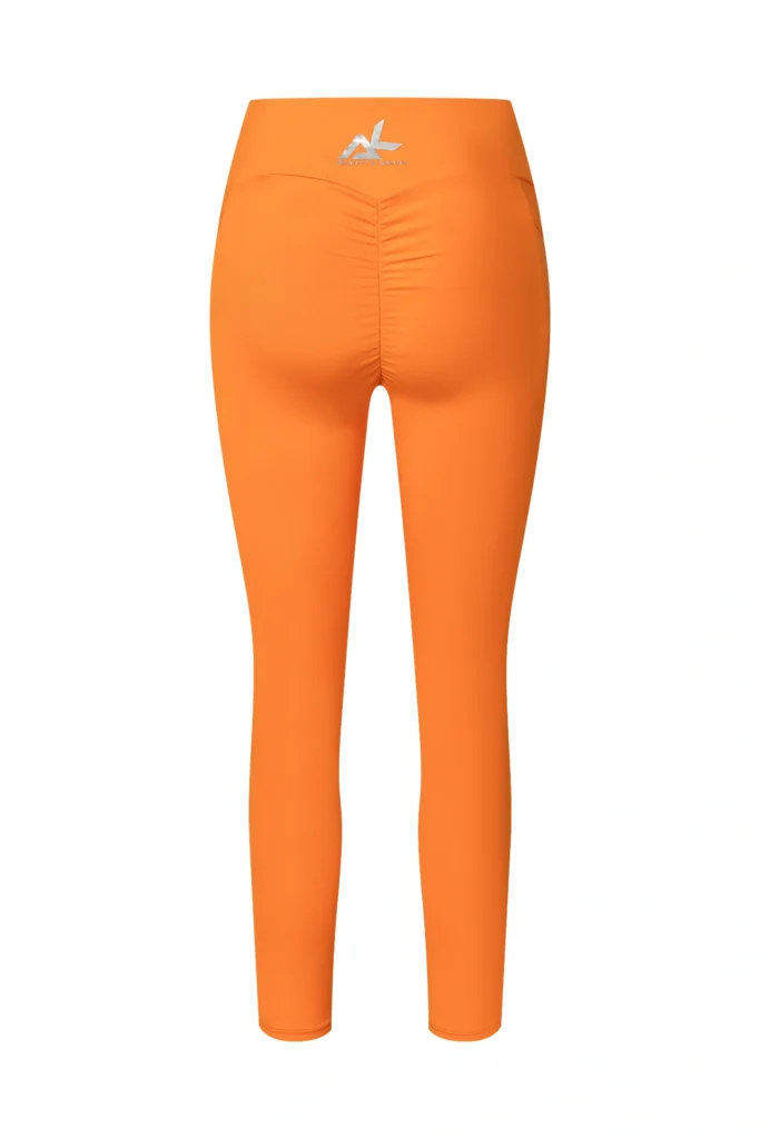 activewear compression leggings gym vivid orange front